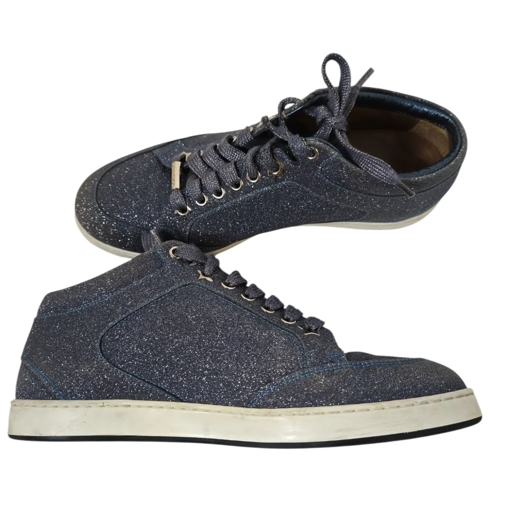 Jimmy Choo Blue Fine Glitter Miami Sneakers Size 37.5